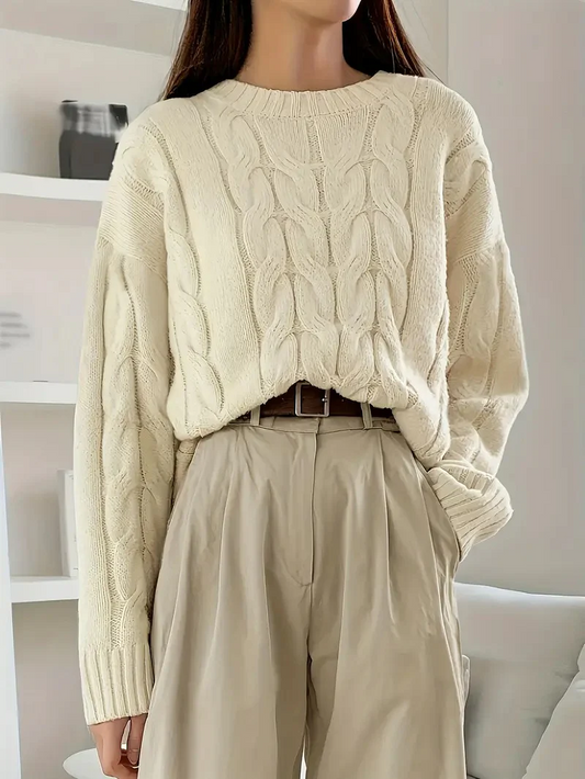 Round Neck Knitted Sweater for Women