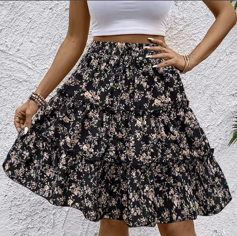 High-Waisted Floral Mini Skirt for Women