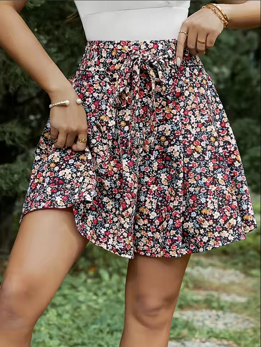 High-Waisted Floral Print Mini Skirt for Women