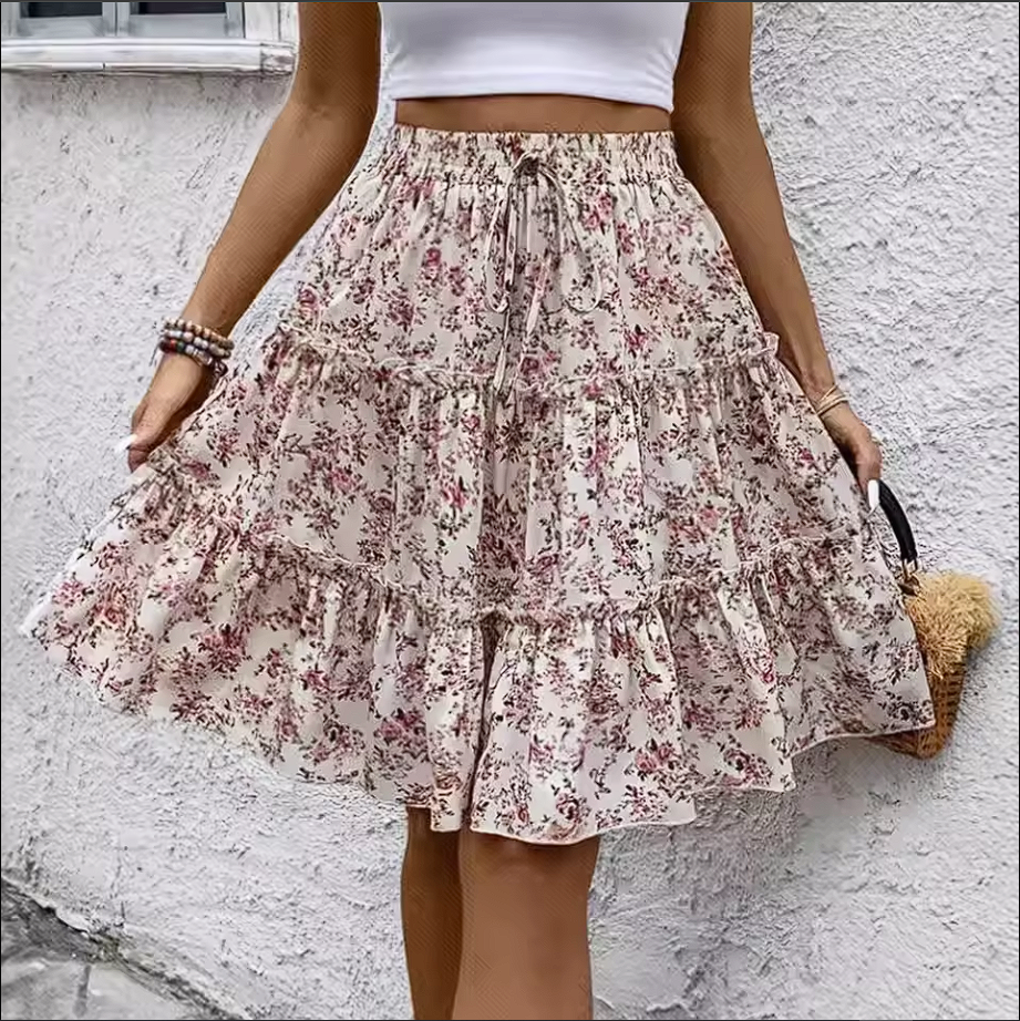 High-Waisted Floral Mini Skirt for Women