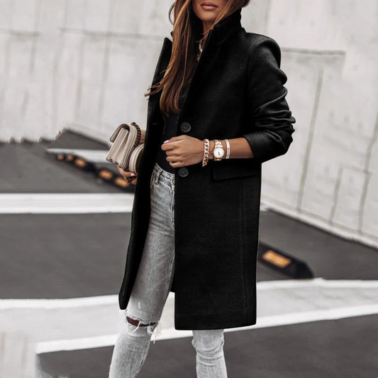 Women's Long Sleeve Buttoned Coat